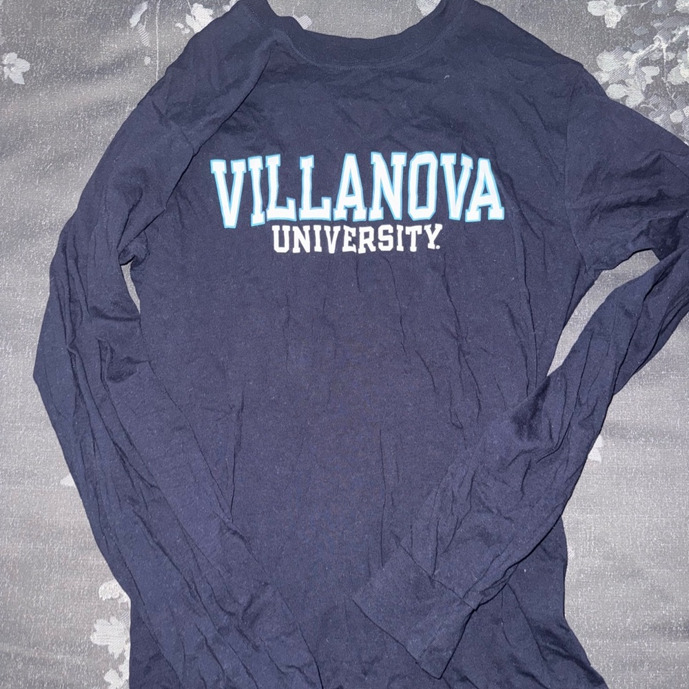 Champion Villanova Navy Blue Long Sleeve Shirt Size Small
